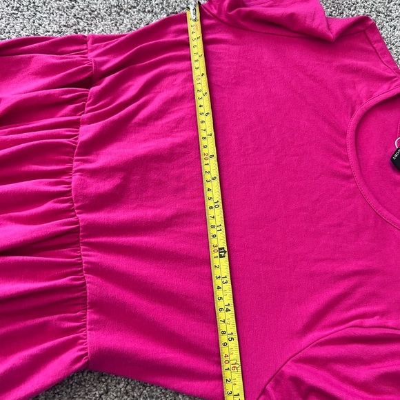 NWT! Lillusory Dark Pink Short Sleeve Tiered Knit Maxi Dress Pockets Size Small - Picture 6 of 11